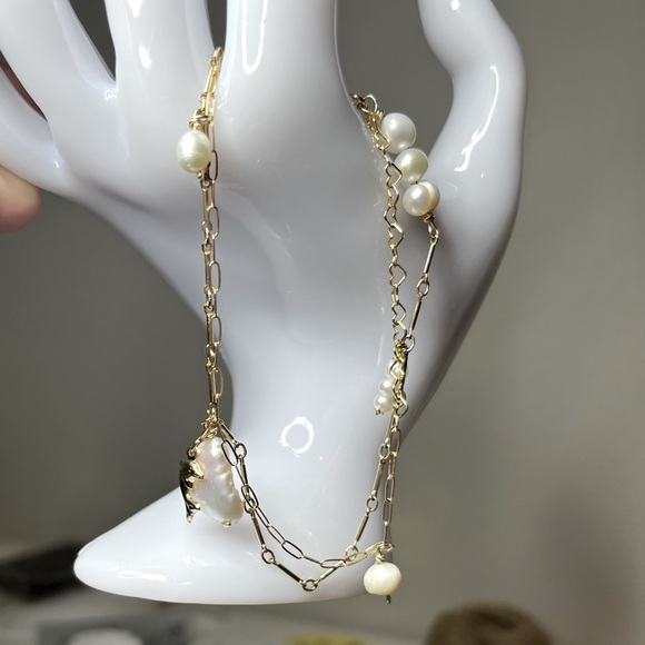 Pearl galore gold filled bracelet with 14k gold filled chain - Picture 1 of 6